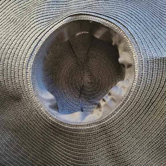 Oversized Black Beach Straw Large Wide Brim Visor Handmade Hat Size 5-7 1/4 - Picture 3 of 11